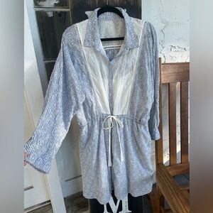 Maeve by Anthropologie XL Ashleigh Eyelet Seersucker Dress